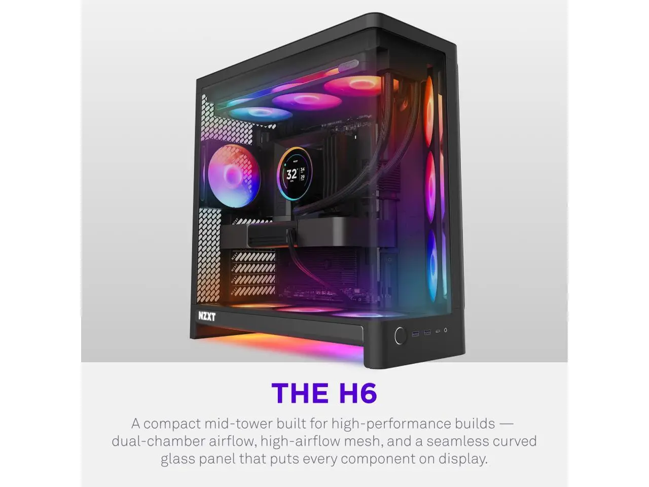 NZXT H6 (2026) Compact Dual-chamber ATX Case All Black