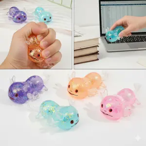 This reclining axolotl squishy toy is highly elastic and stretchable, with an adorable, cute design and a chibi-style salamander shape. It's a great stress-relieving toy for students and office workers, and also a perfect children's gift.