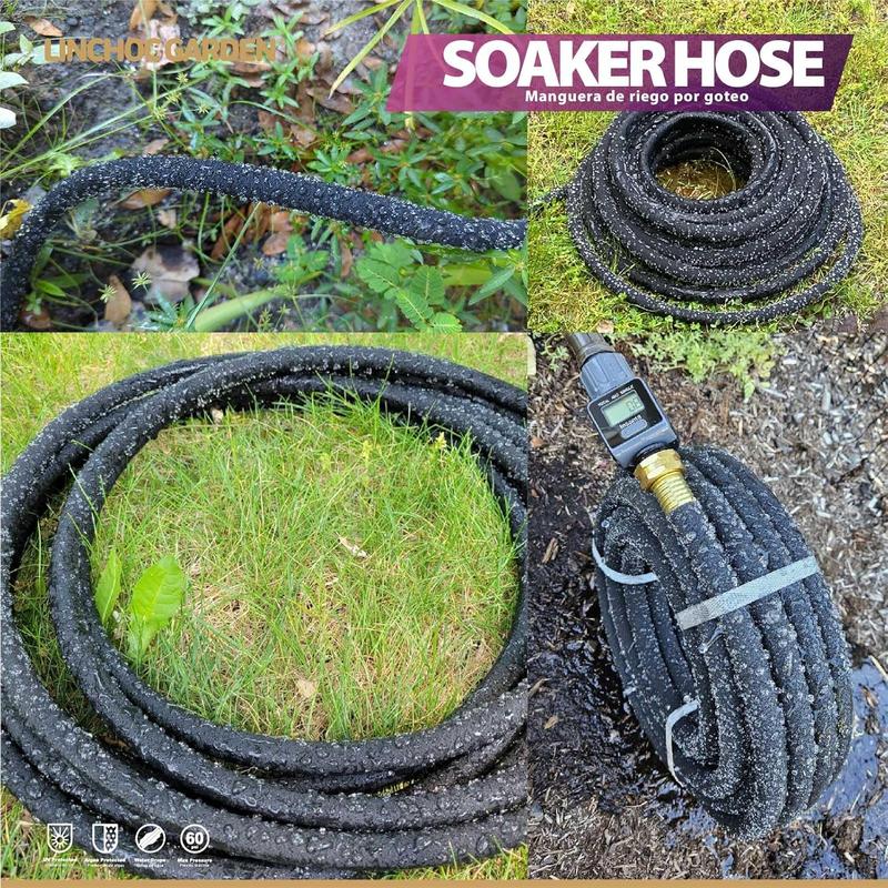 LICNCHOC GARDEN Soaker Hose 10ft,1/2 INCH Flexible Durable Garden Hose for Efficient Watering, Leak-Proof Design 100% Recycled Rubber,Ideal for Lawns,Gardens & Flower Beds