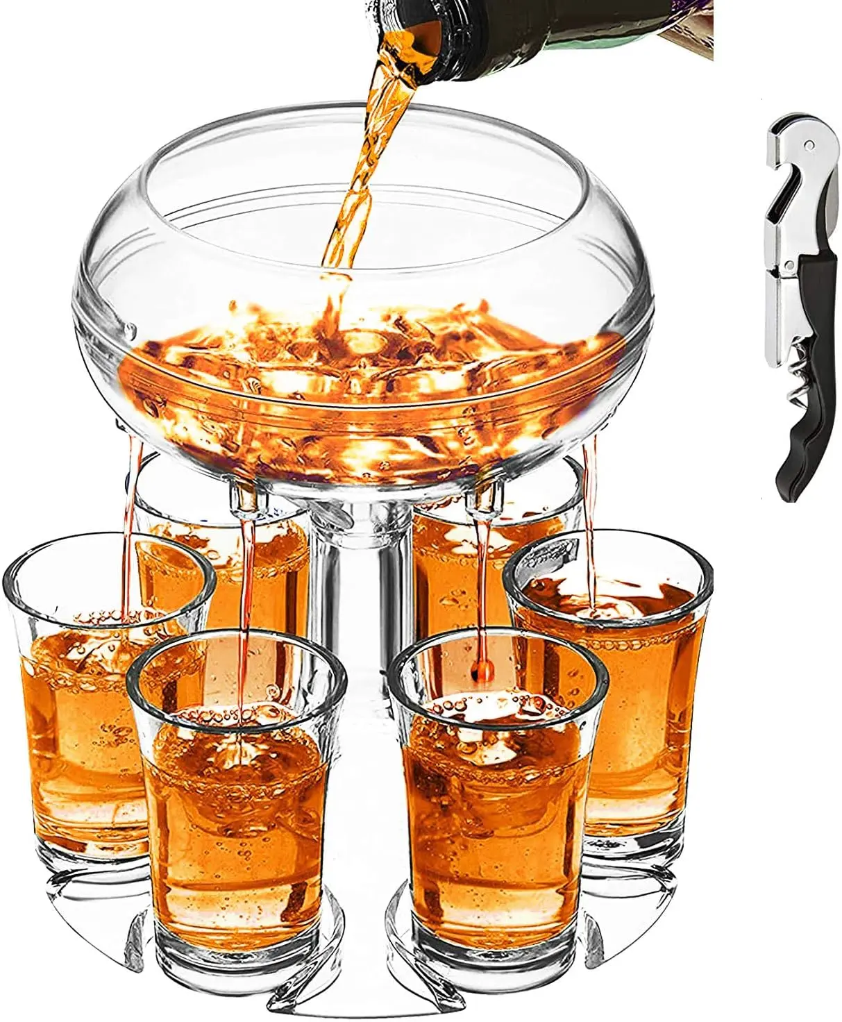 Make your parties hassle-free with our Party Shot Glass Dispenser, ensuring everyone gets their drink quickly and easily. Shot Dispenser with 6 Drinking Glasses for Kinds of Parties (Clear)