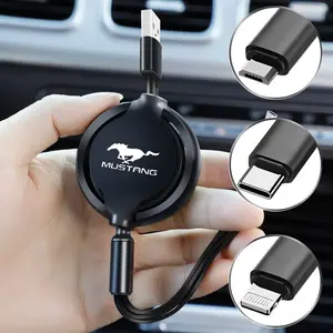 3-In-1 Charging Cable, Multi USB Port, Type-C & Micro Charger, Compatible with Ford Mustang Gt 2020-2017, Mobile Phone Wire