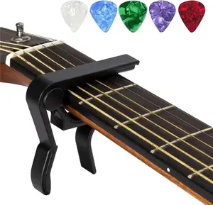 CapoGuitar Capo for Acoustic and Electric Guitars with 5 Picks(Black)