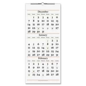 At A Glance  12 x 27 in. 3-Months Buff Wall Paper Calendar - White
