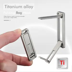 Titanium Wallet Hook, Foldable Bag Hanger with Non-Slip Arm, Portable Handbag Stand for Dining, Office, Travel