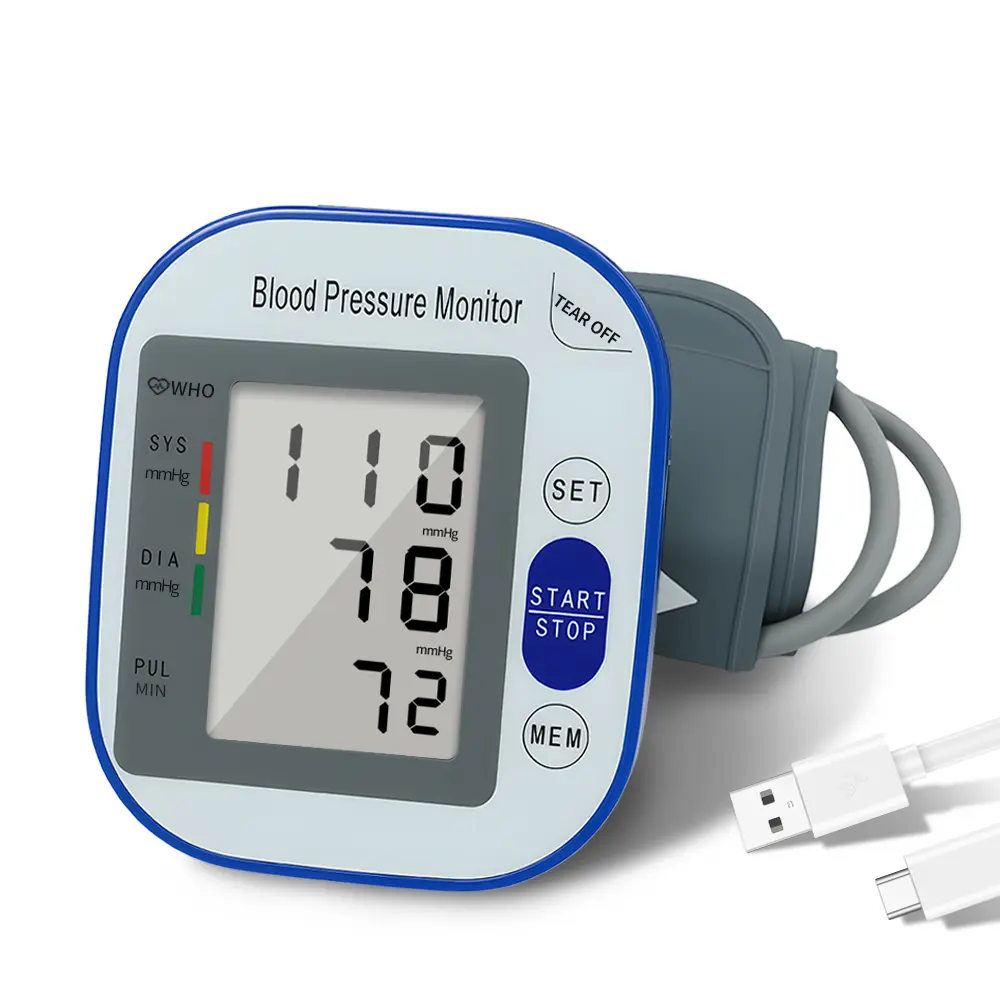 Electronic Blood Pressure Upper Arm MonitorAll-in-One Portable – Large LCD Display, One-Touch Operation 2x99 Reading Memory Healthcare Kit