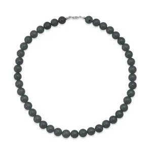 Green Chalcedony D 315.00 ctw Beaded Necklace in Sterling Silver 18 Inches