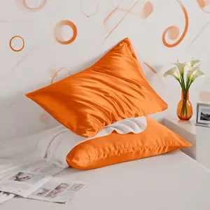 2 Glossy Satin Pillowcases - Luxurious, Silky Bedding Pillowcases with Envelope Closure for Hair and Skin