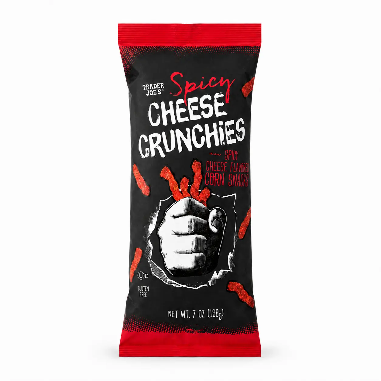 Trader Joe's Spicy Cheese Crunchies - 7 oz Spicy Cheese Flavor Corn Snack