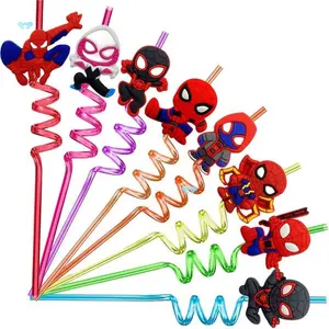 Marvel 8pcs Spidey And His Amazing Friends Theme Drinking Straws Cute Design Food Grade Pattern Removable Kids Party Favors Safe For Kids