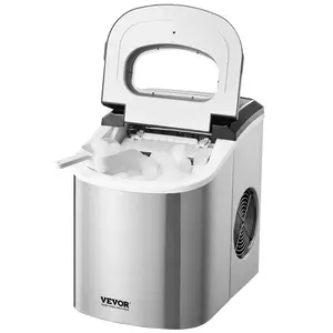 VEVOR Countertop Ice Maker, 9 Cubes Ready in 6 Mins, 33lbs in 24Hrs, Self-Cleaning Portable Ice Maker with Ice Scoop and Basket, Ice Machine with 2 Sizes Bullet Ice for Home Kitchen Office Bar Party