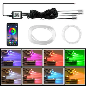 Car Ambient Fiber Optic Lights with APP Control, 16 Million Colors LED Atmosphere Light Kit, DIY Installation for Dashboard, Door, Gear - Music Sync
