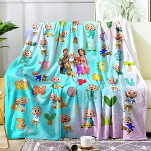 1PC cartoon Cocomelon pattern Kid Blanket siesta blanket, warm and comfortable soft blanket for sofa bed, gift for home comfort, lightweight blanket, sofa cover blanket, travel camping, living room office flannel blanket