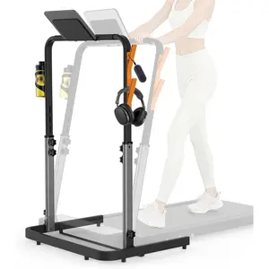 Walking Pad Handle Bar Attachment Only, Compatible with Walking Pads 22.4" Wide, Adjustable Treadmill Handrail with Phone/Cup Holder & Towel Hooks, Overbold , Easy Assembly, Black
