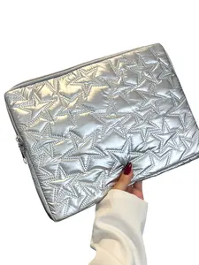 Star Pattern Laptop Backpack, Silver Color Five-Point Star Design, Multi-Size Notebook Case, Ideal for Teachers and Students