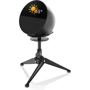 Small Metal Tripod Holder for Echo Spot, Cute Desktop Speaker Mount Stand Portable with  Management, Adjustable Height from 4.3"-6.6", 1 Pack Black