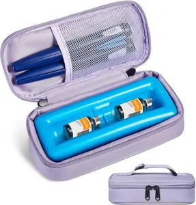 Insulin Vial Travel Case TSA Approved 300g Reusable Ice Brick Insulin Pen Case Holds 2 Pens and 2 Vials Long Lasting Medicine for Travel Camping and Activities (Purple)