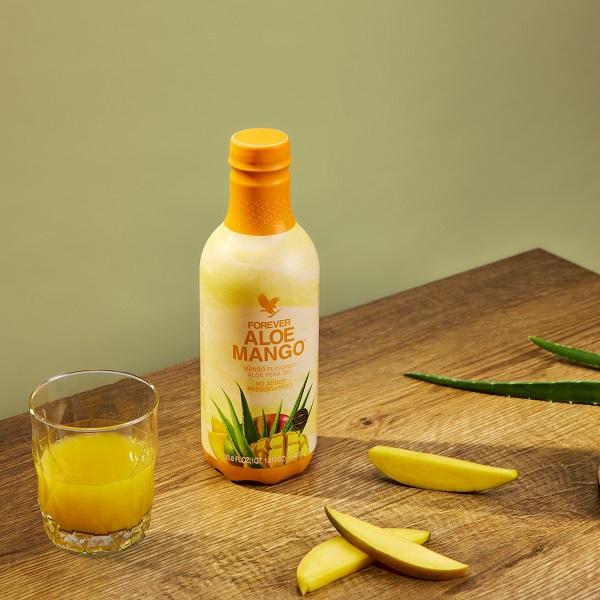 Forever Aloe Mango 4-Pack 90.7% Pure Aloe Vera Gel with Cranberry & Apple Juice Eco-Friendly No Preservatives 100% Recyclable PET Bottle 16.9 Fl Oz Natural Beverage