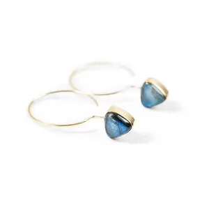 AYANA Labradorite Brass Earrings for Intuition & Transformation – Crystal Jewelry for Psychic Protection, Aura Cleansing & Third Eye Activation