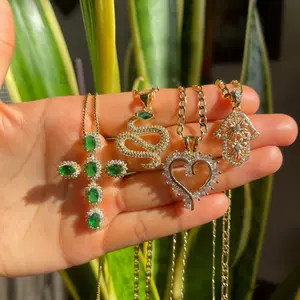 Cute Emerald Necklace- Gold Plated