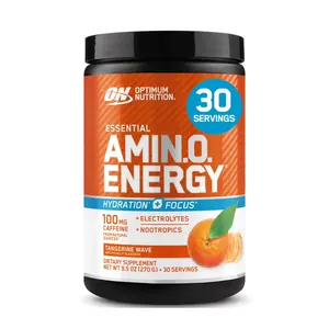 Optimum Nutrition Amino Energy Powder – Tangerine Wave, 30 Servings, Amino Acid Drink Mix with Electrolytes, Hydration & Focus Support