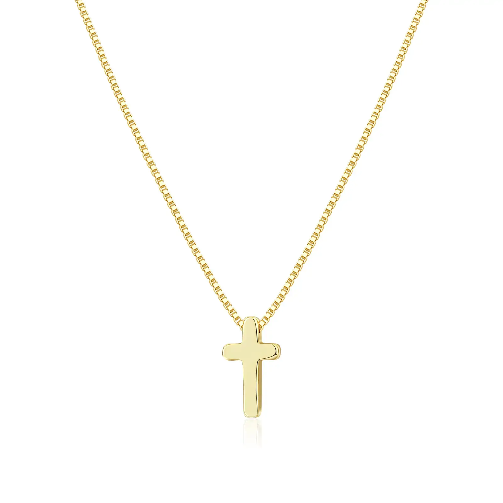 Women's Dainty Gold Cross Pendant Necklace - 15"+2" Extension Chain, Hypoallergenic, Eco-Friendly, Unisex Daily Wear, Metal Coating Costume Jewelry Accessory, Mother's Day Gift