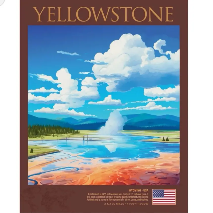 Yellowstone National Park Poster - Classic Travel Wall Decor