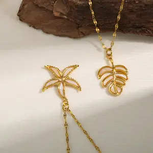 New cross-border jewelry: starfish stainless steel pendant necklace accessories, light luxury niche women's summer fashion jewelry