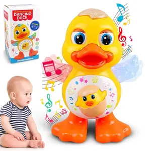 Interactive Dancing Duck Baby Sound Toy with Music, Lights, Colorful Flashing Wings - Tummy Time Sensory Play Toy for Babies