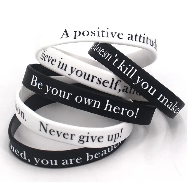 Silicone Bracelets Set of 6, Bracelet Sets, Bracelets Stack, Attitude Expression Social Media Trendy Accessories, Comfortable Silicone Material, Perfect Gift Idea