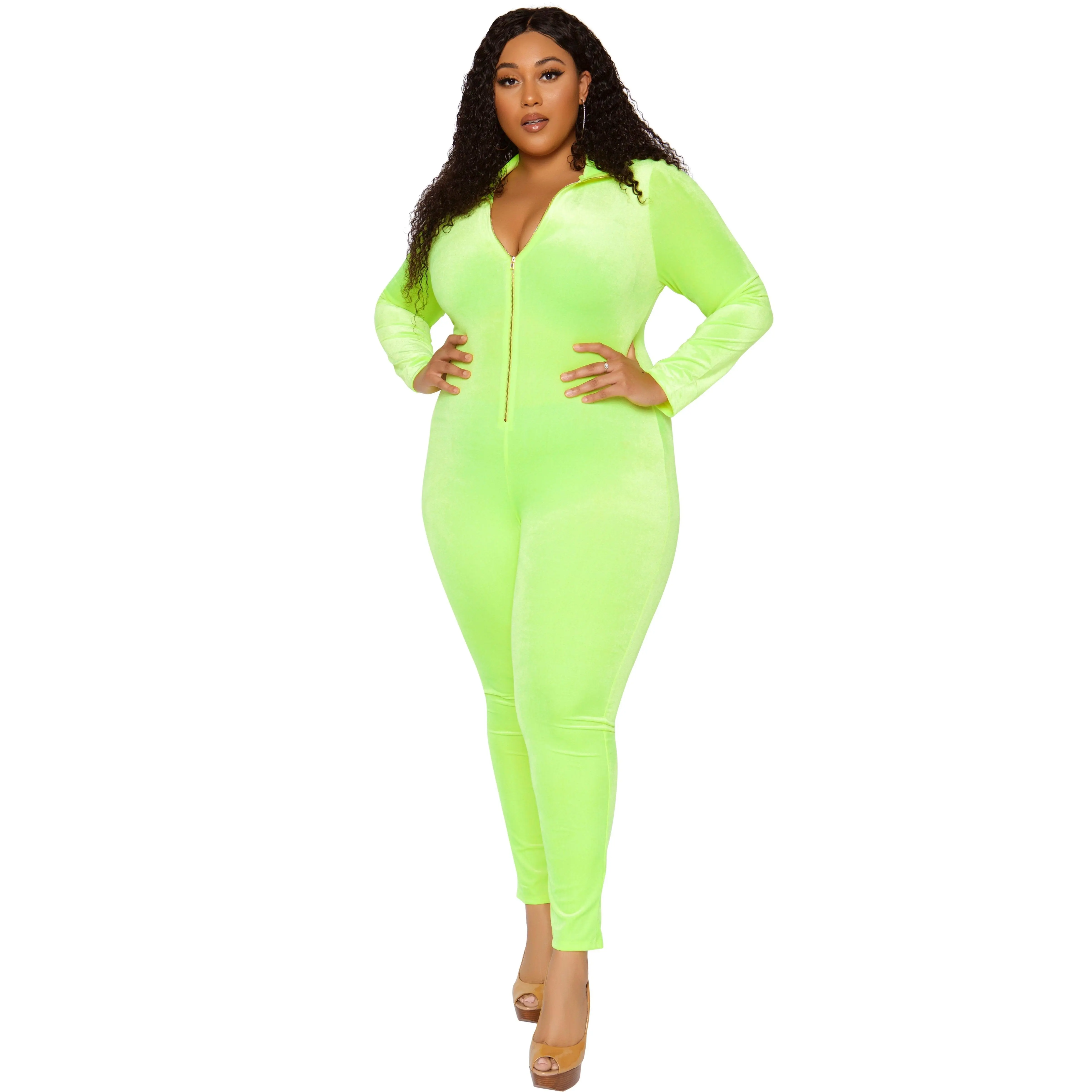 Tempted To Touch Velvet Jumper (Highlighter)