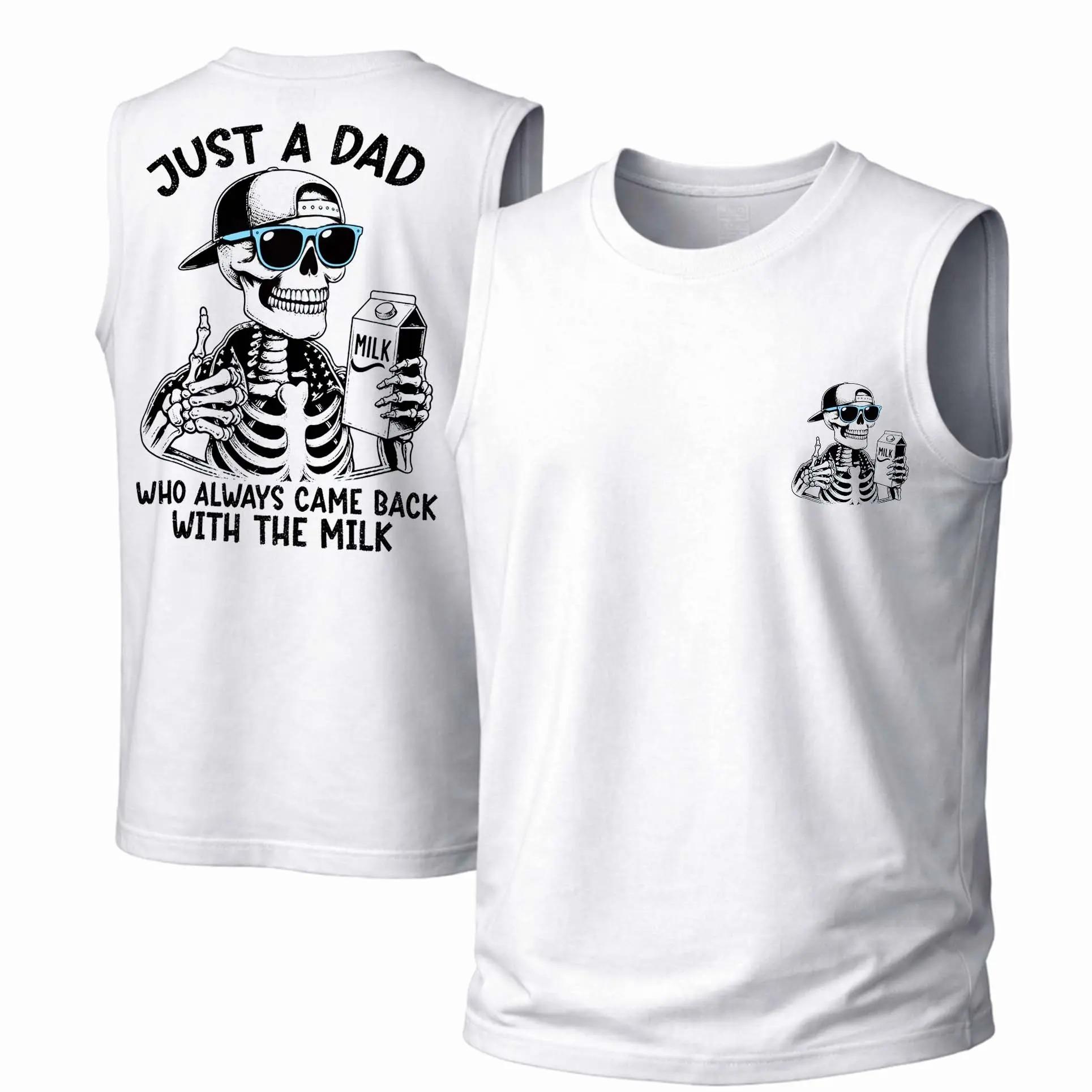 Just A Dad Who Always Came Back With The Milk Graphic Tank Top | Funny Dad Sleeveless Shirt