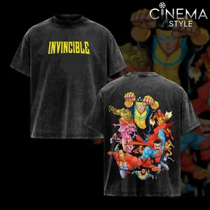 Invincible V2 Acid-Washed Cotton T-Shirt, Vintage Graphic Tee for Fans of the Series Supper Hero Invincible, Top Streetwear Cotton Design for Men and Women, Unisex T-Shirt Hot