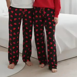 Heart Print Pajama Pants for Women Men, Cute Love Pattern Lounge Pants, Comfortable Loose Fit Sleep Bottoms, Soft Breathable Casual Sleepwear, All Season Cozy PJ Pants, Valentine Couples Matching Gift