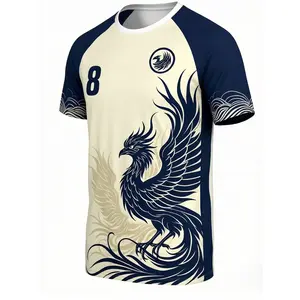 Phoenix 8 Printed Sports Short-Sleeve T-Shirt Men's Quick-Dry Breathable Soccer Training Wear Round-Neck Jersey Top