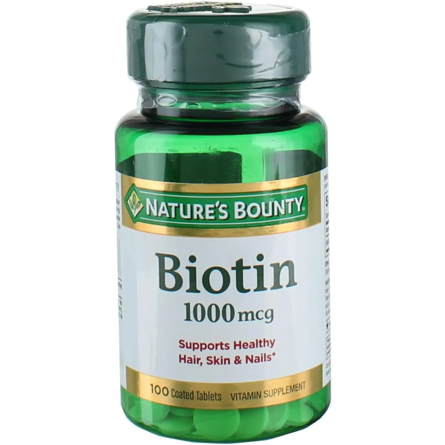 Nature's Bounty Biotin Vitamin Supplement for Metabolism, Energy, Hair, Skin, and Nails - 1000 mcg, 100 Tablets - Healthcare, Fitness