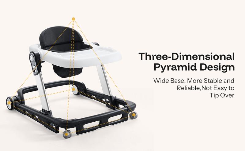 HARPPA Paddlo Lite | Adjustable Infant Toddler Baby Walker, andador Foldable Baby Walker with Wheels & Dining Plate, For 6-18 Months Babies, Baby Items Essential