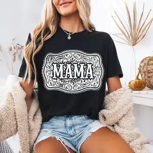 Western Mama T-Shirt, Trendy Cowgirl Rodeo Graphic Tee, Casual Shirt for Moms, Country Western Style Top for Women