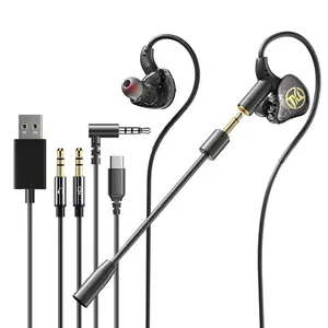 Detachable Dual-Mic No-Latency In-Ear Wired Gaming Headset For Playing PUBG