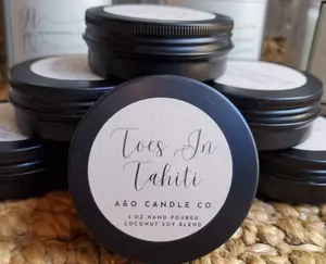Toes in Tahiti 2 oz Coconut Soy Blend Hand-Crafted Wood Wick Candle