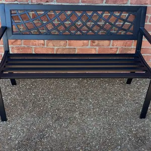 VEVOR Outdoor Bench, 46 inches Metal Garden Bench for Outdoors, 480 lbs Load Capacity Bench,  Outdoor Garden Park Bench with Backrest and Armrests, Patio Bench for Garden, Park, Yard, Front Porch