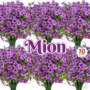 Mion Decor Purple Magic 10 Bundles UV Resistant Artificial Flowers Luxury Silk Blooms in Dreamy Purple Tones for Garden Window Box Table Vase Indoor Outdoor Home Decor