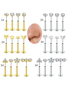 Nose Studs, Nose Rings, Hinged Nose Hoops, Flat Back Nose Studs, Push in Helix Cartilage Earring Stud, Piercing Jewelry for Women