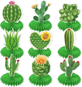 9 Pack Cactus Honeycomb Centerpieces Cactus Table Centerpieces Mexican Cactus Party Decorations Succulent Birthday Party Supplies for Cactus Baby Shower Decorations