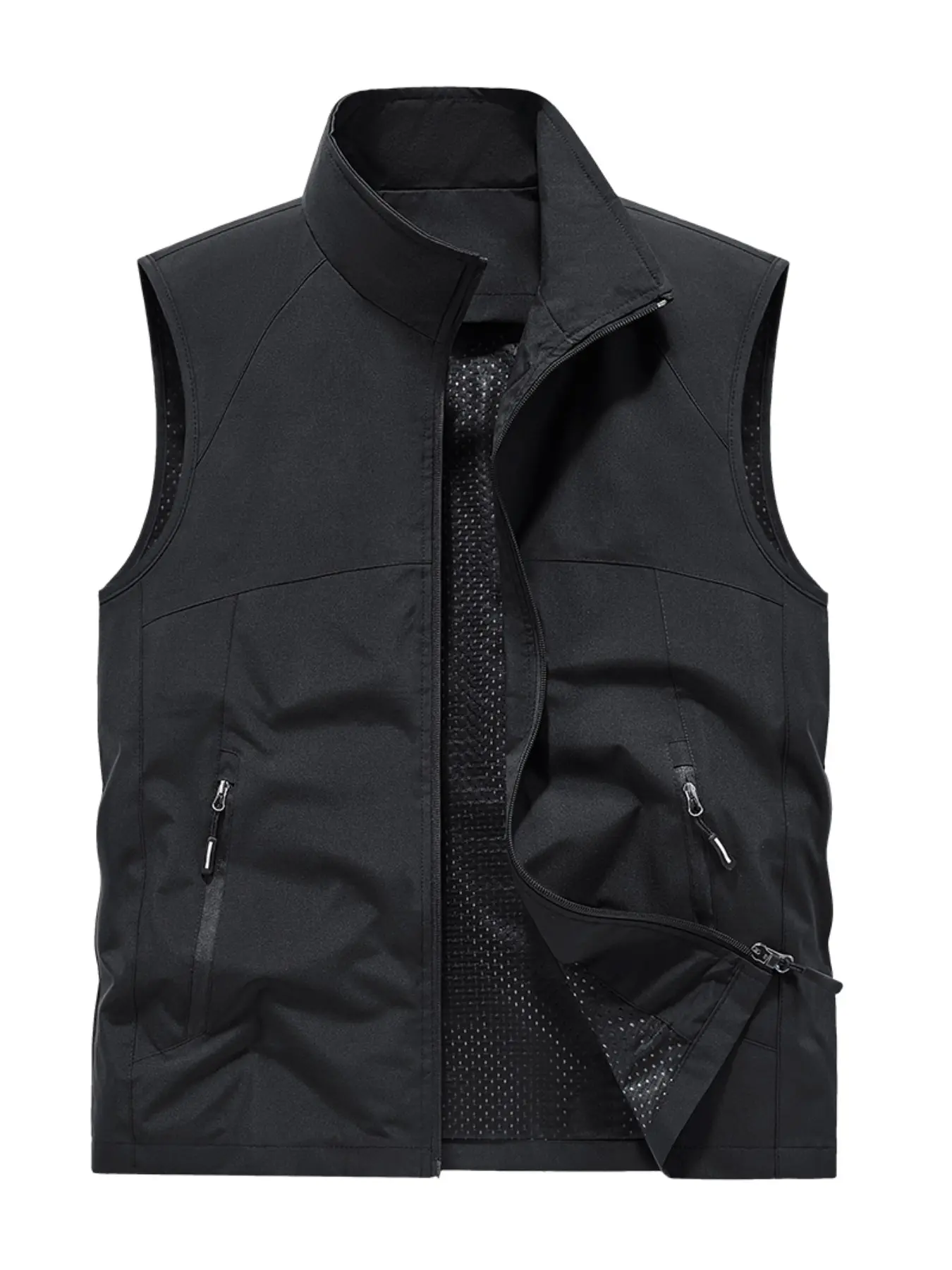 Men's Lightweight Outdoor Vest Gilet, Breathable Mesh Lining Sleeveless Jacket, Quick-Dry Multi-Pocket Casual Fishing & Hiking Vest