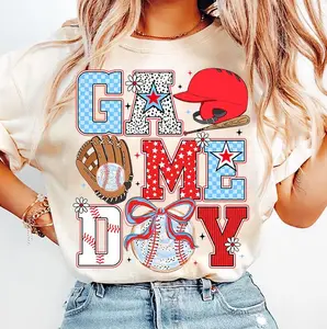 [Sale Up To 45%] Baseball Game Day Coquette Tshirt, Brushstroke Baseball Coquette Tee