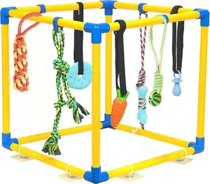 Puppy Play Gym with 8 Hanging Toys for Teething &Chewing, Interactive Activity Center for Small Dogs to Relieve Boredom & Anxiety, Indoor Enrichment Toys to Keep Them Busy