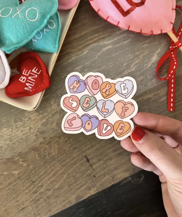 Candy Conversation Heart Sticker - Positive Affirmation for Self-Care & Mental Health - Cute Stickers for Love, Self-Love, Decor & Decorative Use