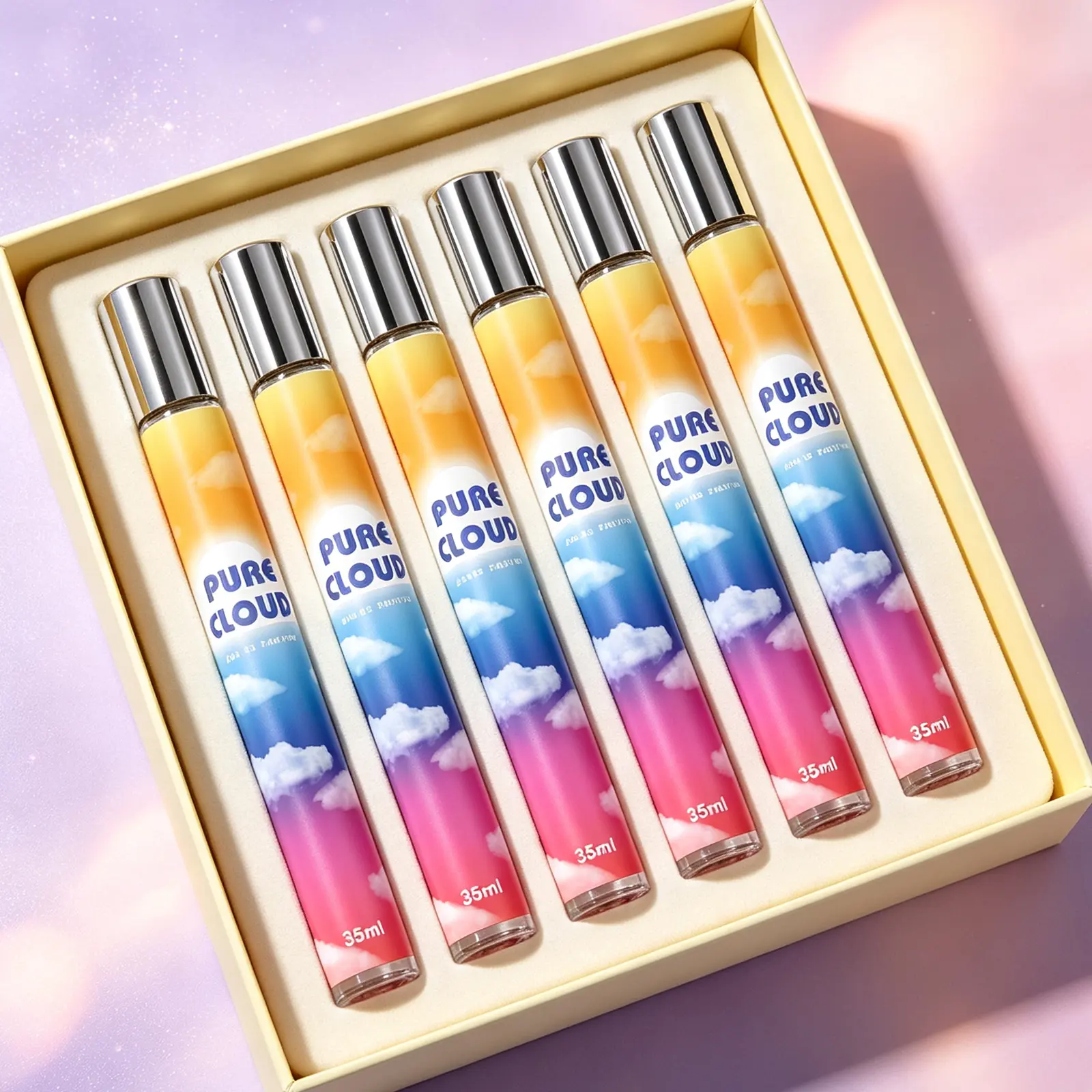 6-Pack Women's Travel EDP, Fruity Floral Gourmand, 35ML/1.18 FL OZ Each, Lavender Pear Bergamot Cream Praline Coconut Orchid Musk Woody, Lightweight & Portable, Long-Lasting 6-8H, Perfect Christmas Stocking Stuffer, Great for Dates Daily Travel Gifting