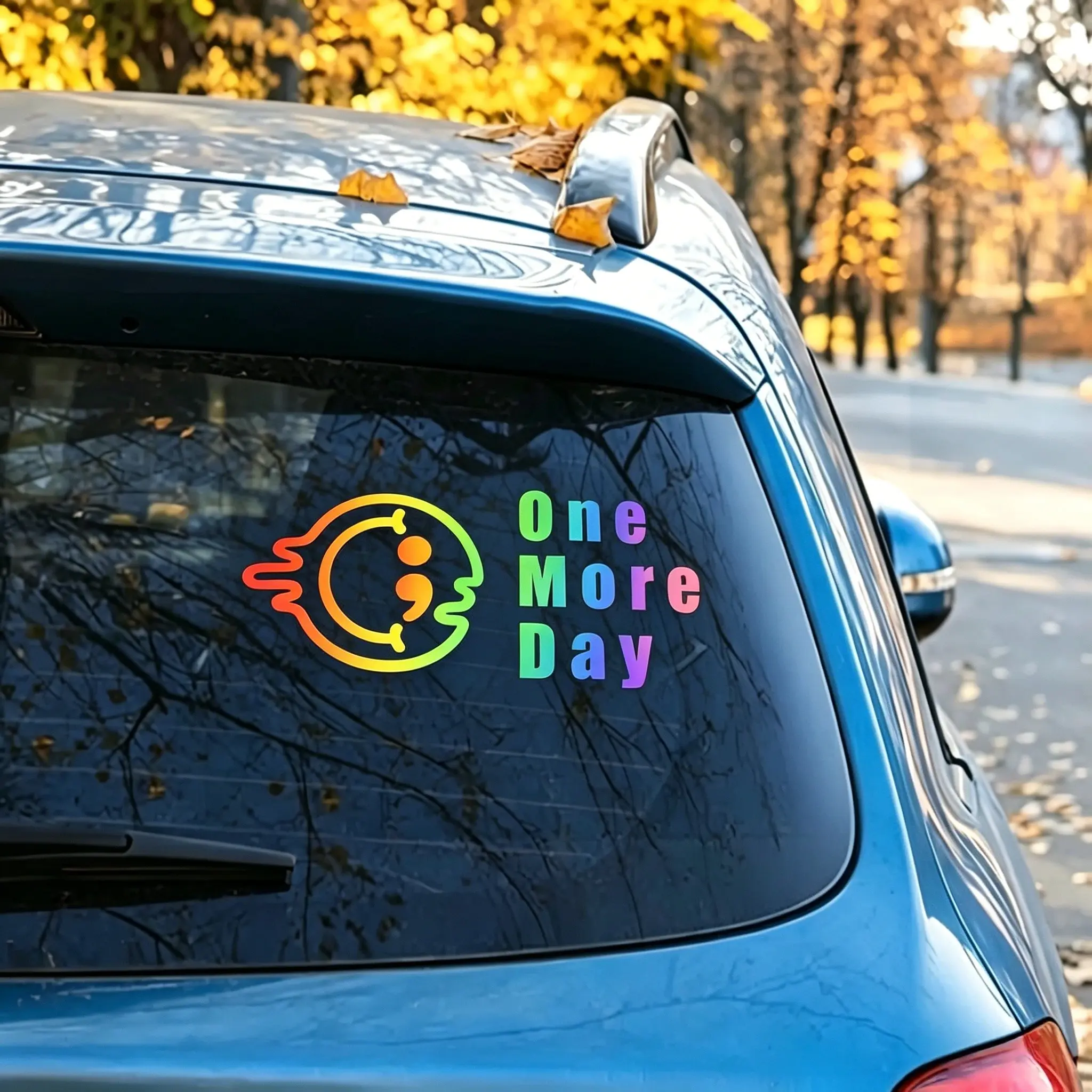 [2-Pack] Colorful 'one More Day' Car Stickers, Fun Melting Smile Vinyl Decals, Waterproof Holographic Window & Bumper Stickers for Cars, Trucks, Laptops, Skateboards, Vehicle Exterior Decoration