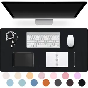 Leather Desk Pad Protector, Non-Slip Desk Pad, Non-Slip PU Leather Large Mouse Pad, Easy Clean Desk Protector Mat, Writing Pad for Office Work/Home/Decor (Black, 23.6" x 13.7")